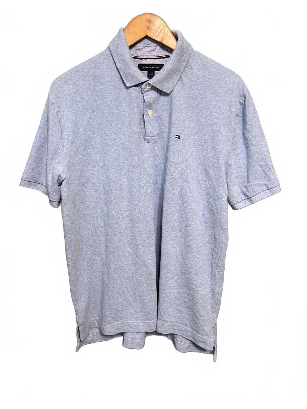 Tommy Hilfiger Classic Fit Short Sleeve Polo Shirt Light Blue Heather Men's L